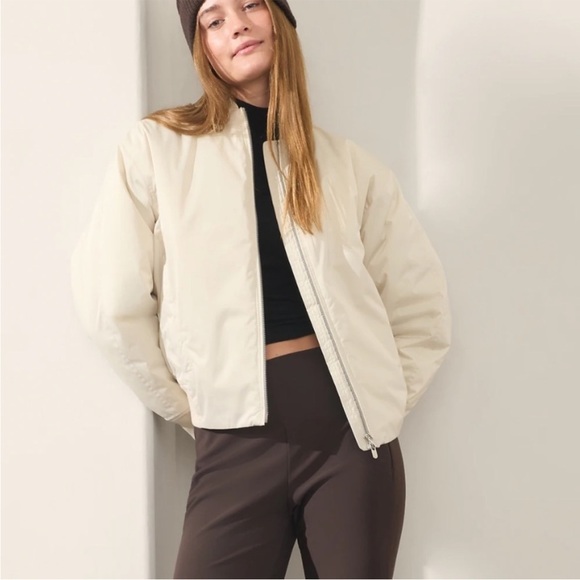 Athleta Jackets & Blazers - NWT Athleta SATEEN BOMBER jacket Bone cream size M
